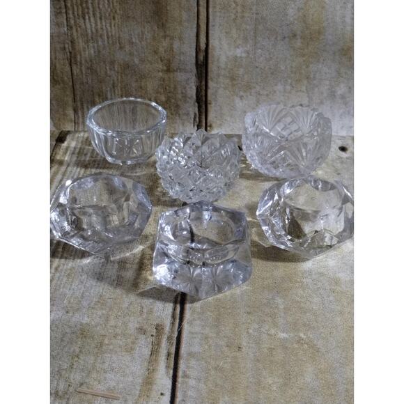 Vintage Cut Glass Salt Cellars Set of 6 Assorted Table Decor (c4) - Picture 1 of 7